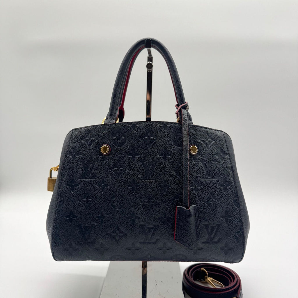 Louis Vuitton Large 2-Way Shoulder Bag Empreinte Montaigne Monogram Leather Navy