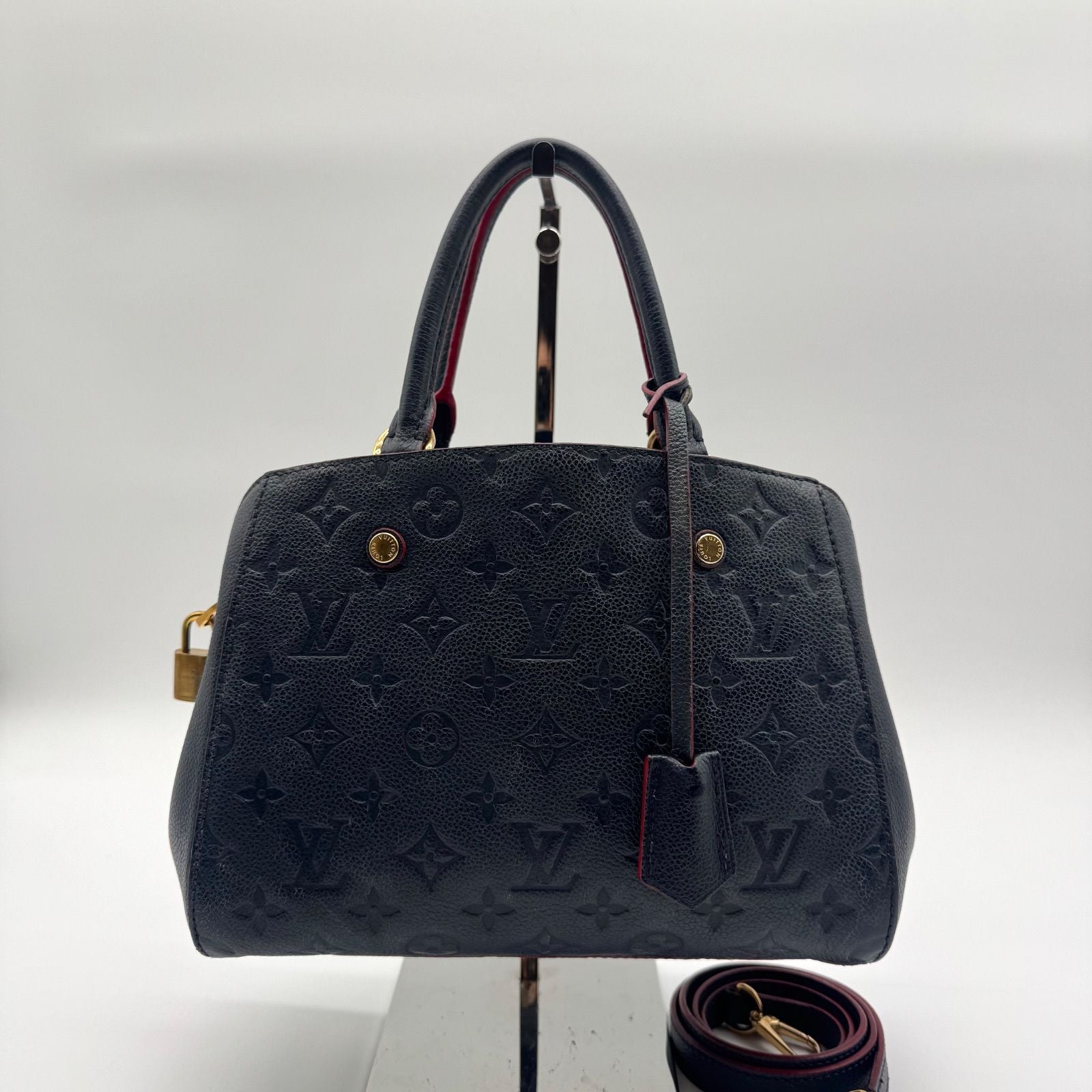 Louis Vuitton Large 2-Way Shoulder Bag Empreinte Montaigne Monogram Leather Navy