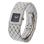 Chanel Quilted Stainless Steel Kuo Analog Display Black Dial Watch — view 2