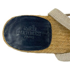 Hermes Sandals 37 Ivory Brown Black Wedge Sole Leather — view 5