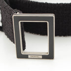 Chanel Tweed Logo Square Buckle Belt Black — view 3