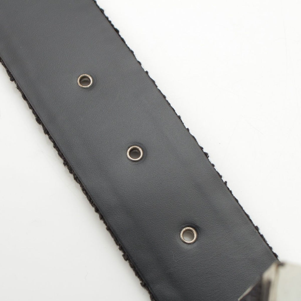 Chanel Tweed Logo Square Buckle Belt Black — view 6