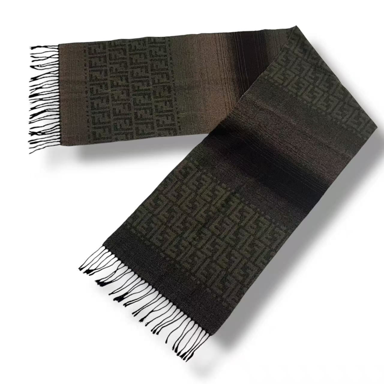 Fendi Scarf Zucca Pattern FF Logo Wool Brown — view 5