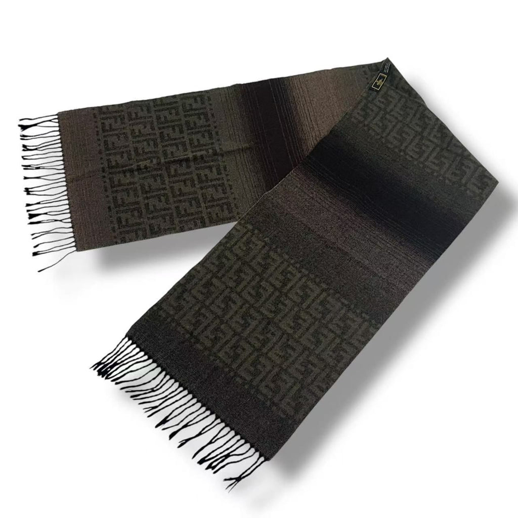 Fendi Scarf Zucca Pattern FF Logo Wool Brown — view 3