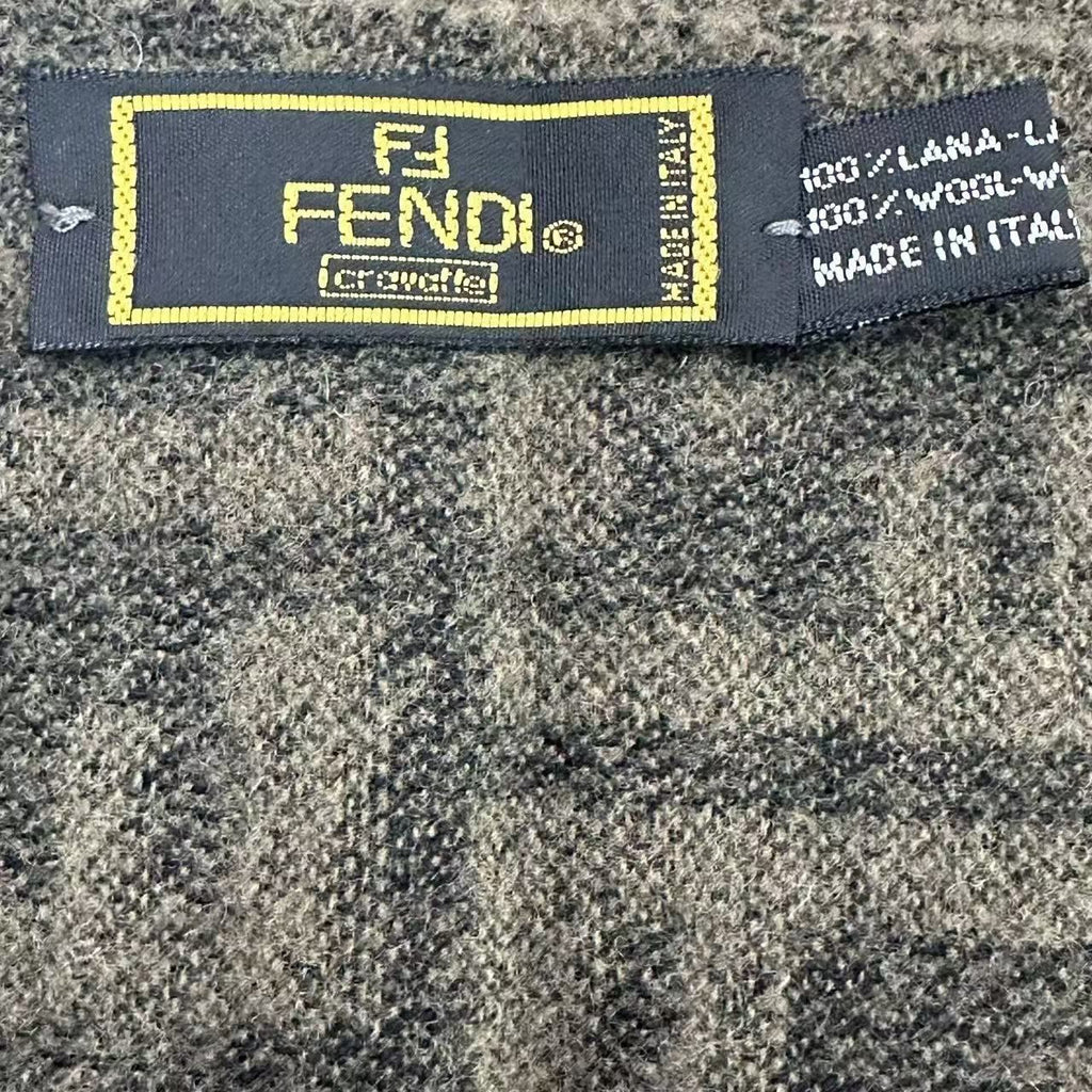 Fendi Scarf Zucca Pattern FF Logo Wool Brown — view 6