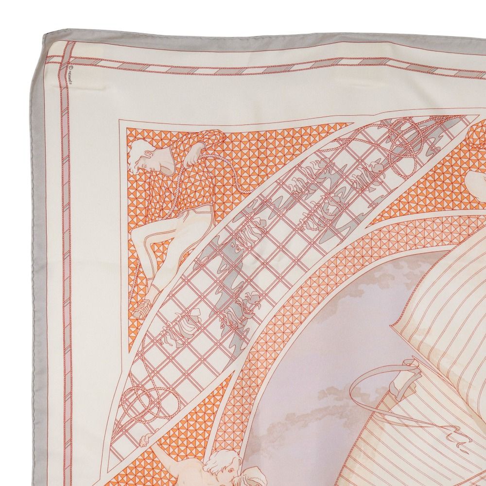 Hermes Carre 90 Voyage Au Long Cours Ocean Silk White Scarf — view 2