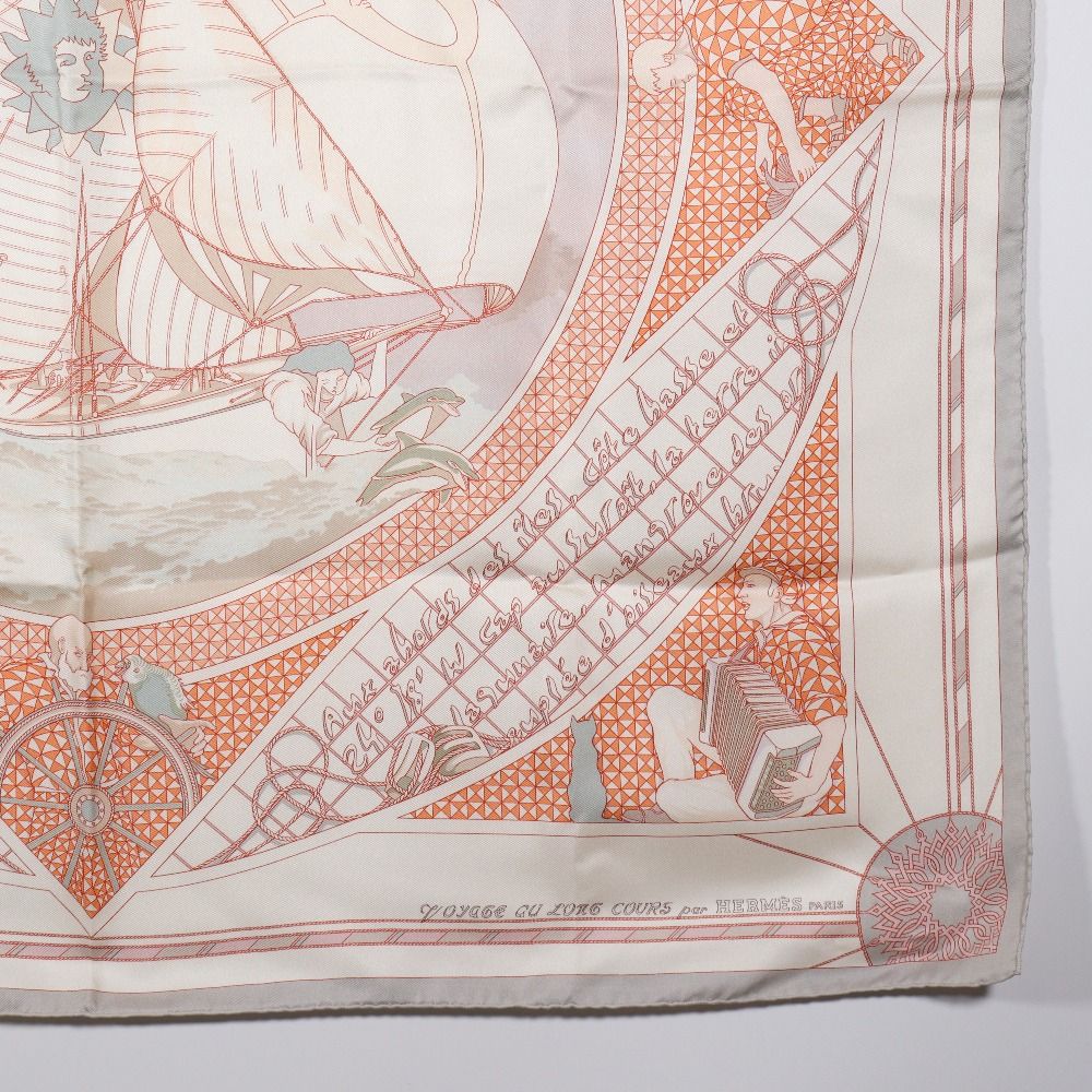 Hermes Carre 90 Voyage Au Long Cours Ocean Silk White Scarf — view 5