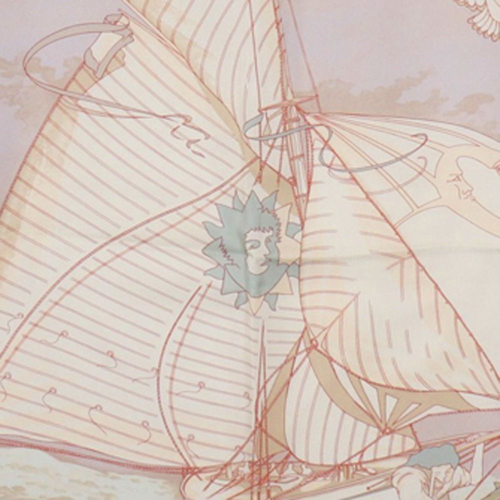Hermes Carre 90 Voyage Au Long Cours Ocean Silk White Scarf — view 6
