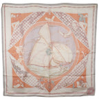 Hermes Carre 90 Voyage Au Long Cours Ocean Silk White Scarf