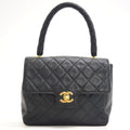 Chanel Quilted Turnlock CC Logo Handbag Black