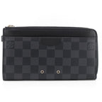 Louis Vuitton Zippy Dragonne L-shaped Zipper Damier Leather Wallet Black