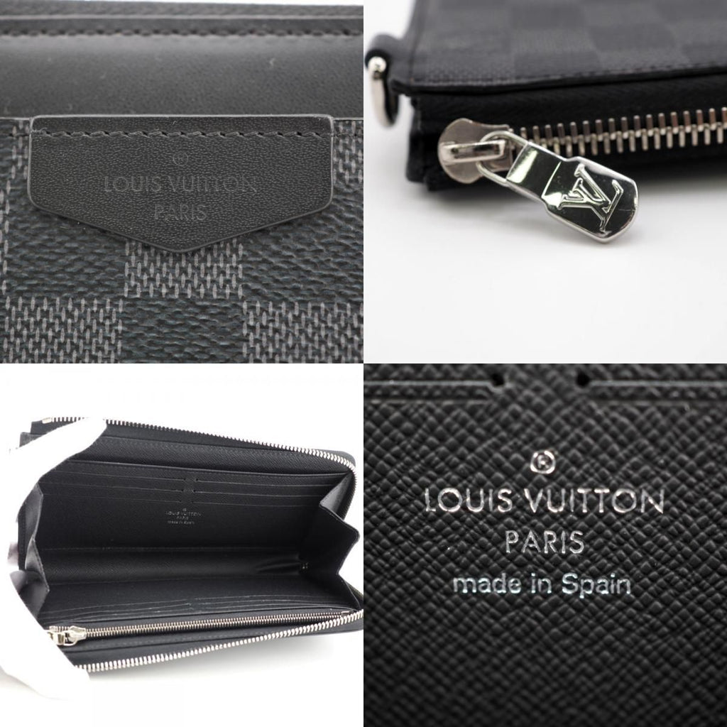 Louis Vuitton Zippy Dragonne L-shaped Zipper Damier Leather Wallet Black — view 8
