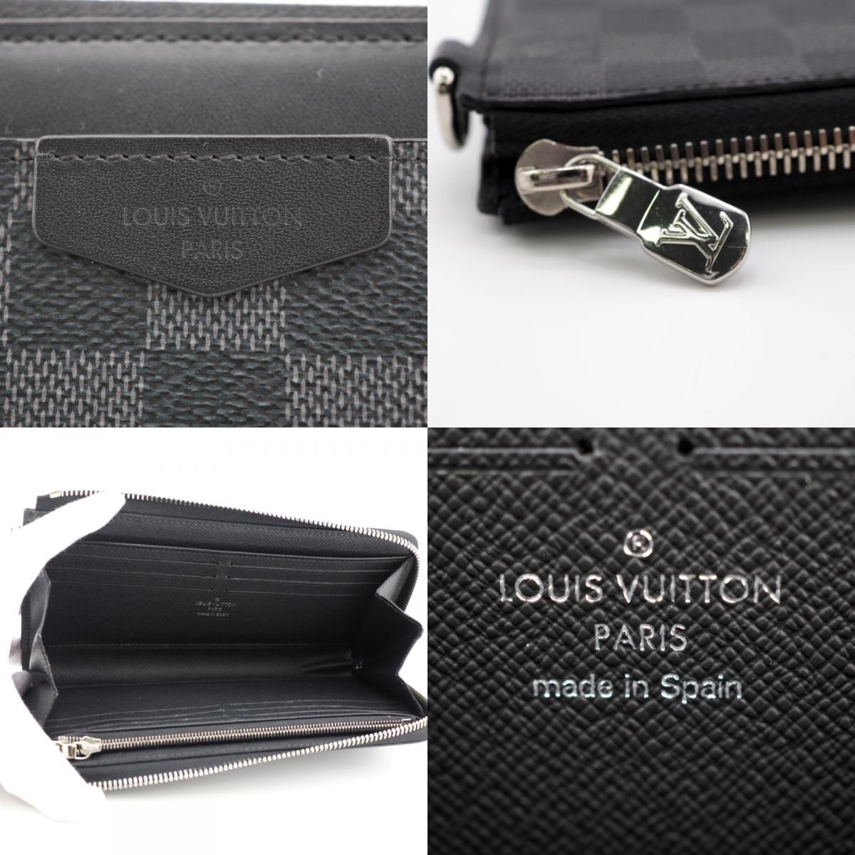 Louis Vuitton Zippy Dragonne L-shaped Zipper Damier Leather Wallet Black — view 8