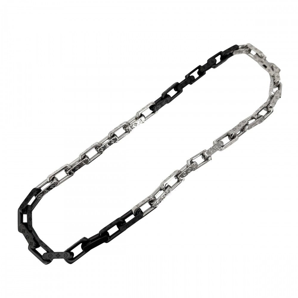 Louis Vuitton Necklace Monogram Chain Silver Black — view 4