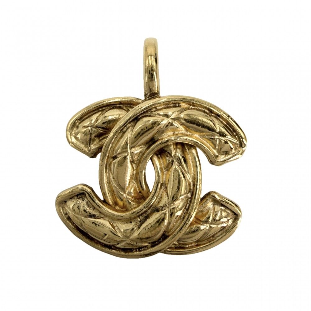 Chanel Pendant Quilted CC Logo Gold Plated