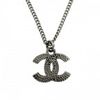 Chanel Necklace CC Logo Pendant Rhinestone Silver — view 2