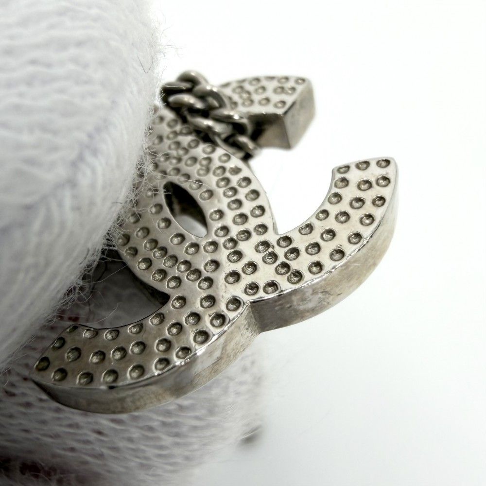 Chanel Necklace CC Logo Pendant Rhinestone Silver — view 6