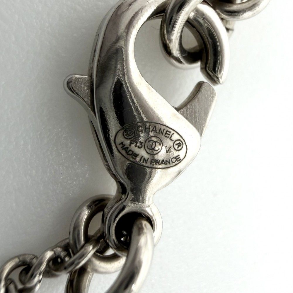 Chanel Necklace CC Logo Pendant Rhinestone Silver — view 4