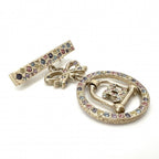 Chanel Brooch CC Logo Ribbon Swing Rhinestone Gold Plated Multi — view 3