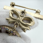 Chanel Brooch CC Logo Ribbon Swing Rhinestone Gold Plated Multi — view 9