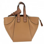 Loewe 2-Way Hammock Compact Shoulder Bag Crossbody Tote Leather Calf Brown Gold — view 2