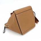 Loewe 2-Way Hammock Compact Shoulder Bag Crossbody Tote Leather Calf Brown Gold — view 3