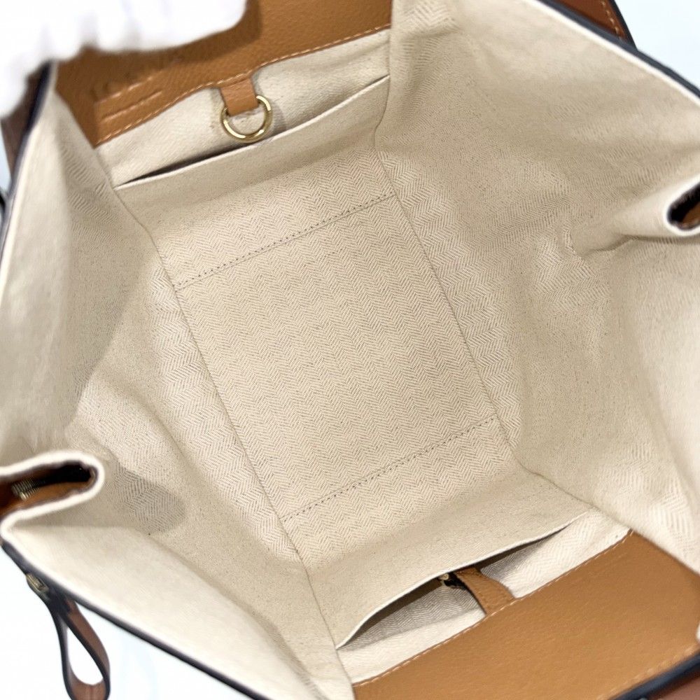 Loewe 2-Way Hammock Compact Shoulder Bag Crossbody Tote Leather Calf Brown Gold — view 4