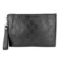 Gucci Clutch GG Embossed Second Leather Black Silver