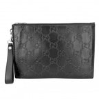 Gucci Clutch GG Embossed Second Leather Black Silver