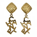 Chanel Earrings Swing Logo Gold Plated