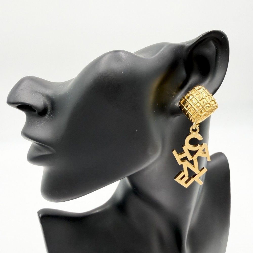 Chanel Earrings Swing Logo Gold Plated — view 2