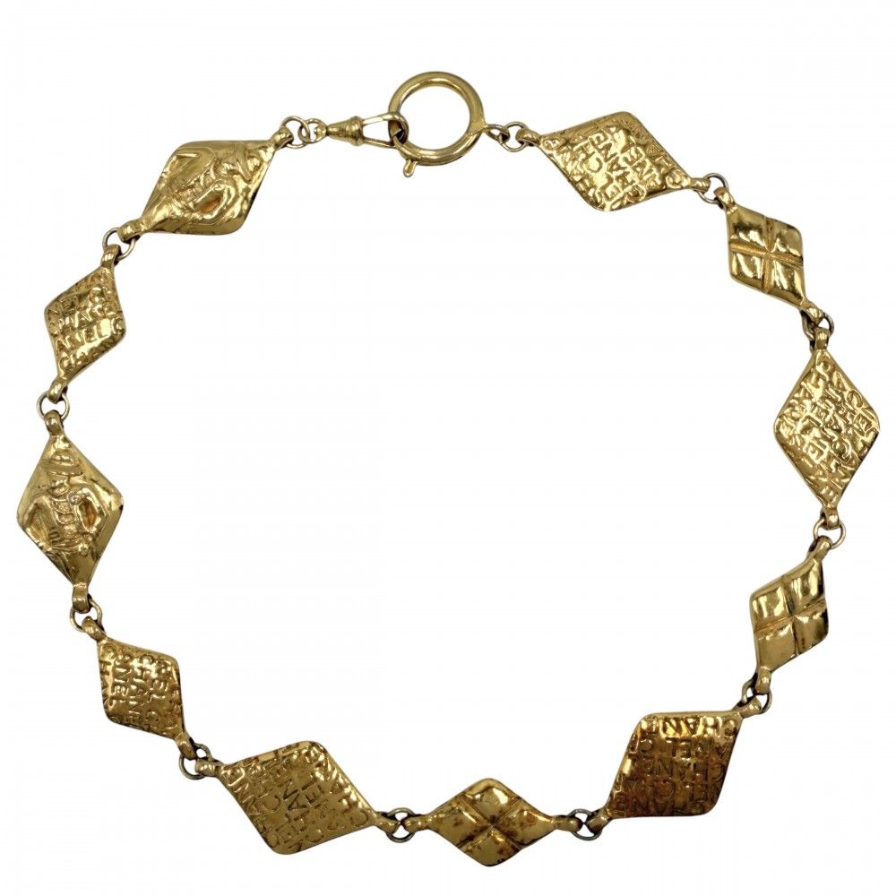 Chanel Necklace Logo Mademoiselle Vintage Gold Plated — view 2