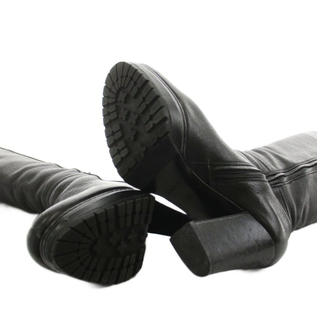 Prada Sport Long Boots Heels Leather 36 Black — view 5