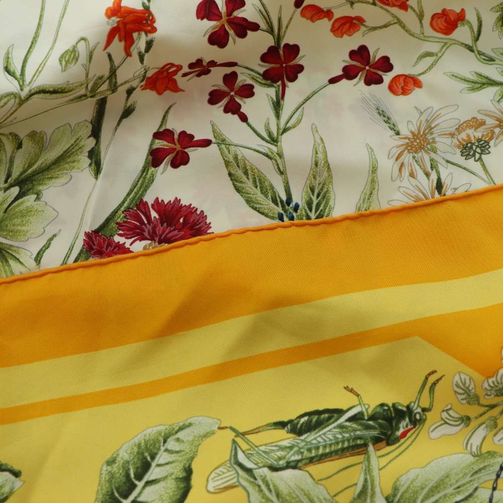 Hermes la Prairie Grassland Carre 90 Scarf Silk Multi Color Orange Green SS — view 5