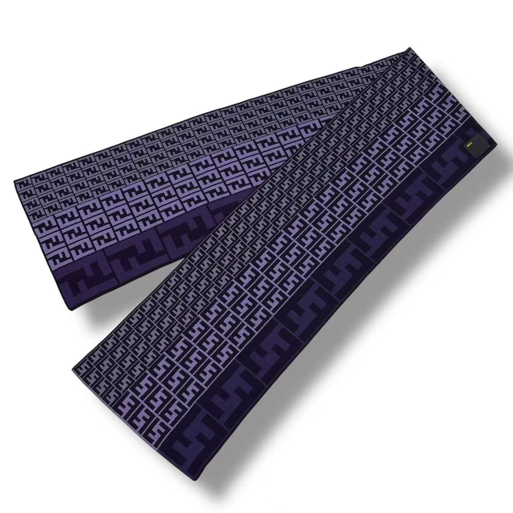 Fendi Scarf Zucca Pattern FF Logo Wool Purple — view 4
