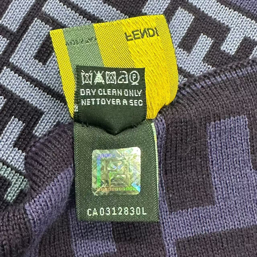Fendi Scarf Zucca Pattern FF Logo Wool Purple — view 8