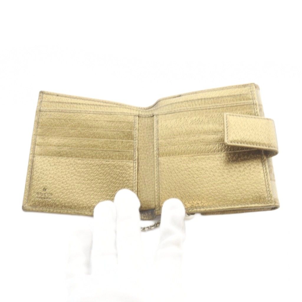 Gucci GG Canvas Bifold Wallet Gold Color Brown — view 7