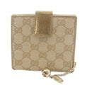 Gucci GG Canvas Bifold Wallet Gold Color Brown