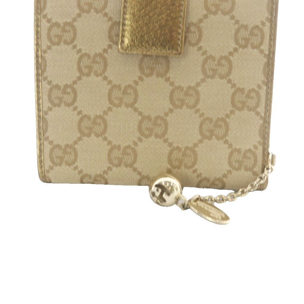 Gucci GG Canvas Bifold Wallet Gold Color Brown — view 3