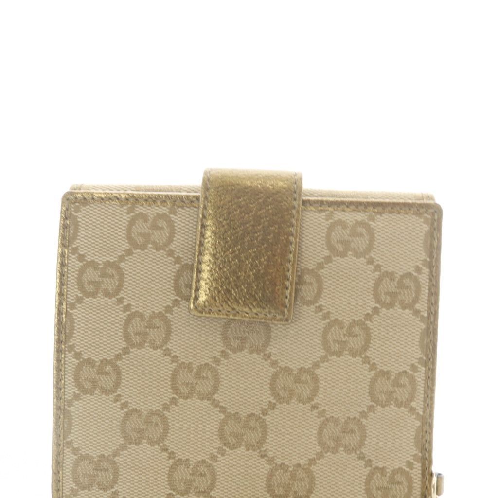 Gucci GG Canvas Bifold Wallet Gold Color Brown — view 4