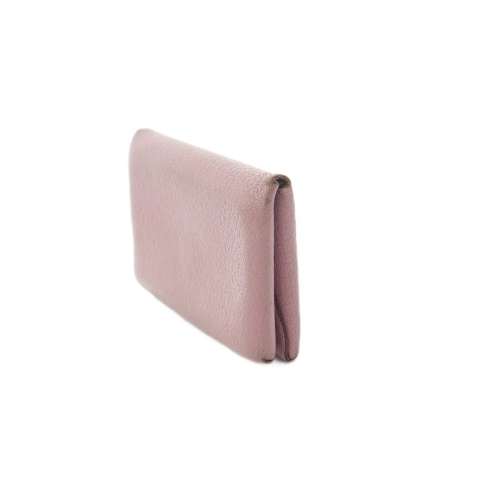 Hermes Calvi Duo Coin Purse Bifold Leather Pink — view 3