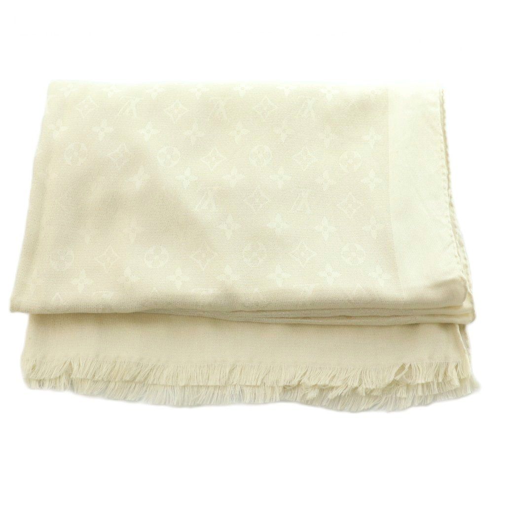 Louis Vuitton Monogram Shine Shawl Silk Lame Thread Ivory Scarf — view 2