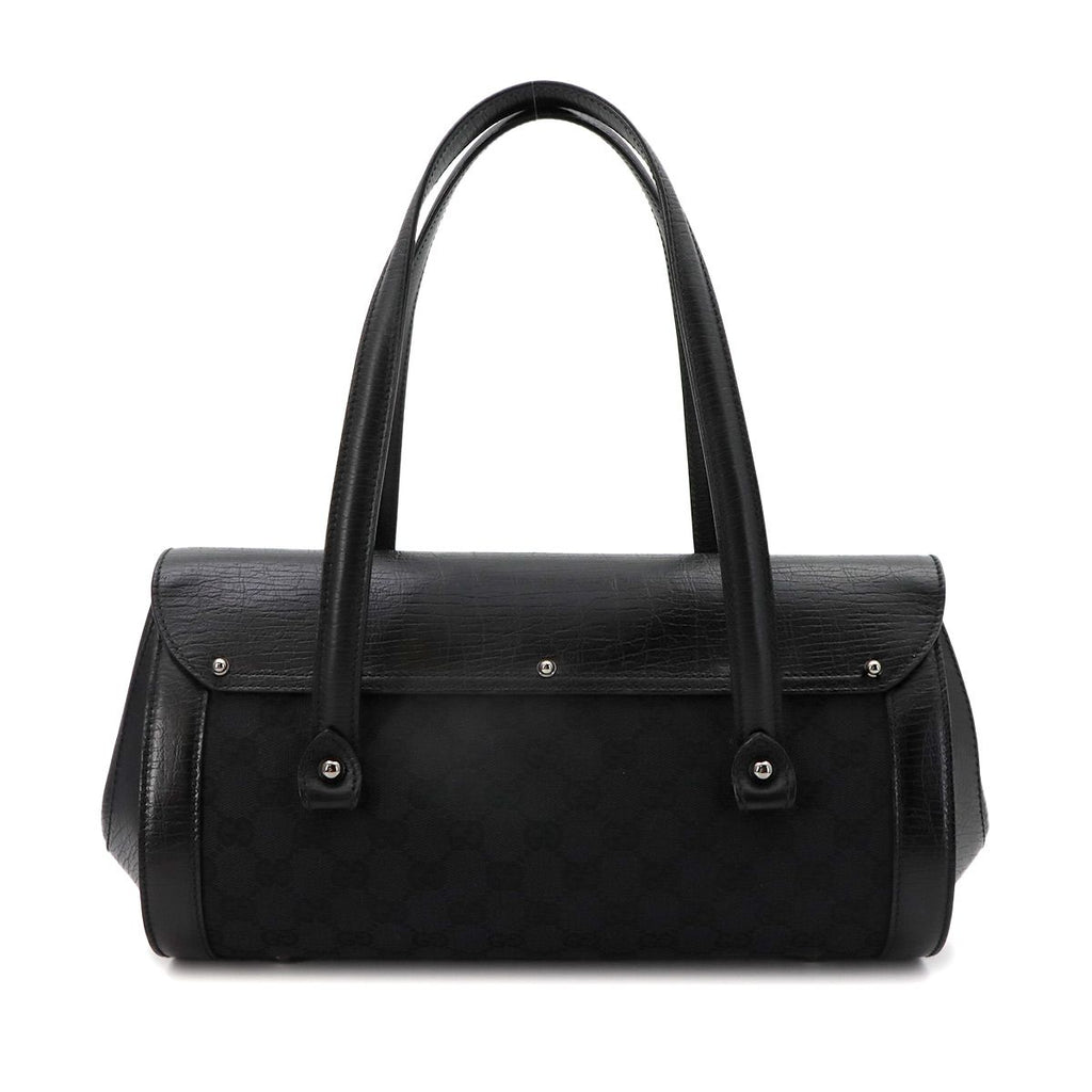 Gucci Banboo Hand Bag GG Canvas Leather Black Silver — view 2