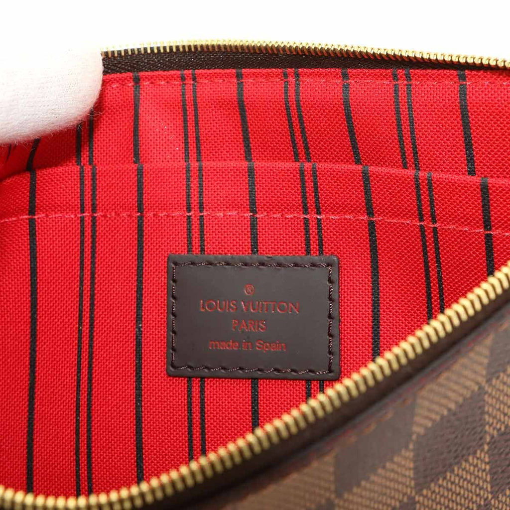 Louis Vuitton Damier Neverfull Pouch Ebene Gold — view 6