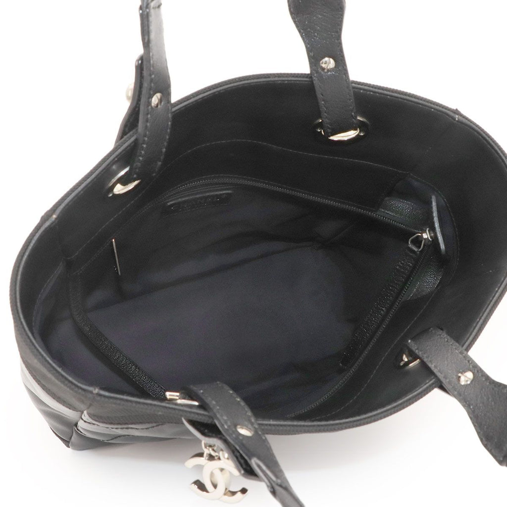 Chanel Paris Biarritz PM Tote Nylon Leather Black Silver — view 7