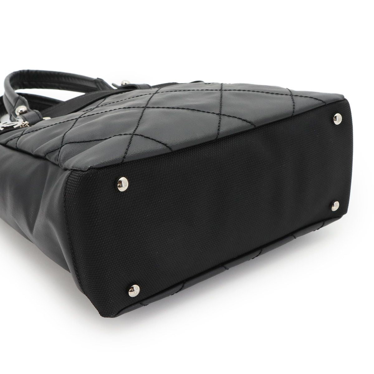 Chanel Paris Biarritz PM Tote Nylon Leather Black Silver — view 5