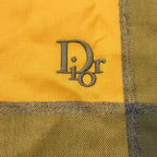 Dior Large Shawl Scarf Embroidery Logo Plaid Yellow — view 7