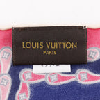 Louis Vuitton Monogram Coral Shawl Silk Navy Pink Scarf — view 8