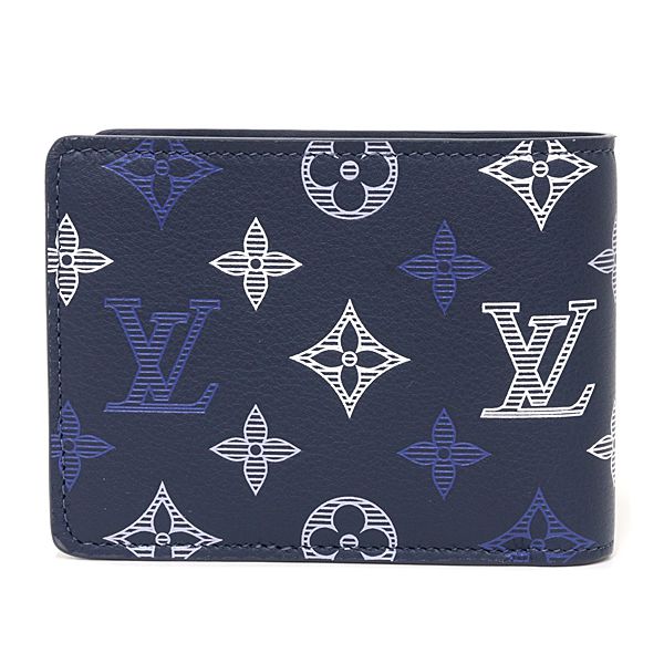Louis Vuitton Portefeuille Multiple Bifold Wallet Monogram Shadow Navy Blue — view 3