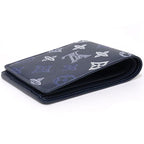 Louis Vuitton Portefeuille Multiple Bifold Wallet Monogram Shadow Navy Blue — view 4
